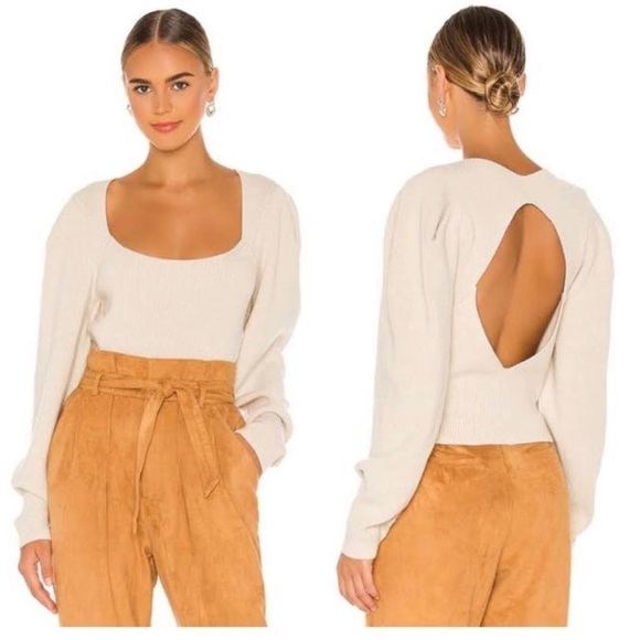 FREE PEOPLE SAFFRON cream ribbed oversized boho open back woman top NWT XL - Picture 9 of 9